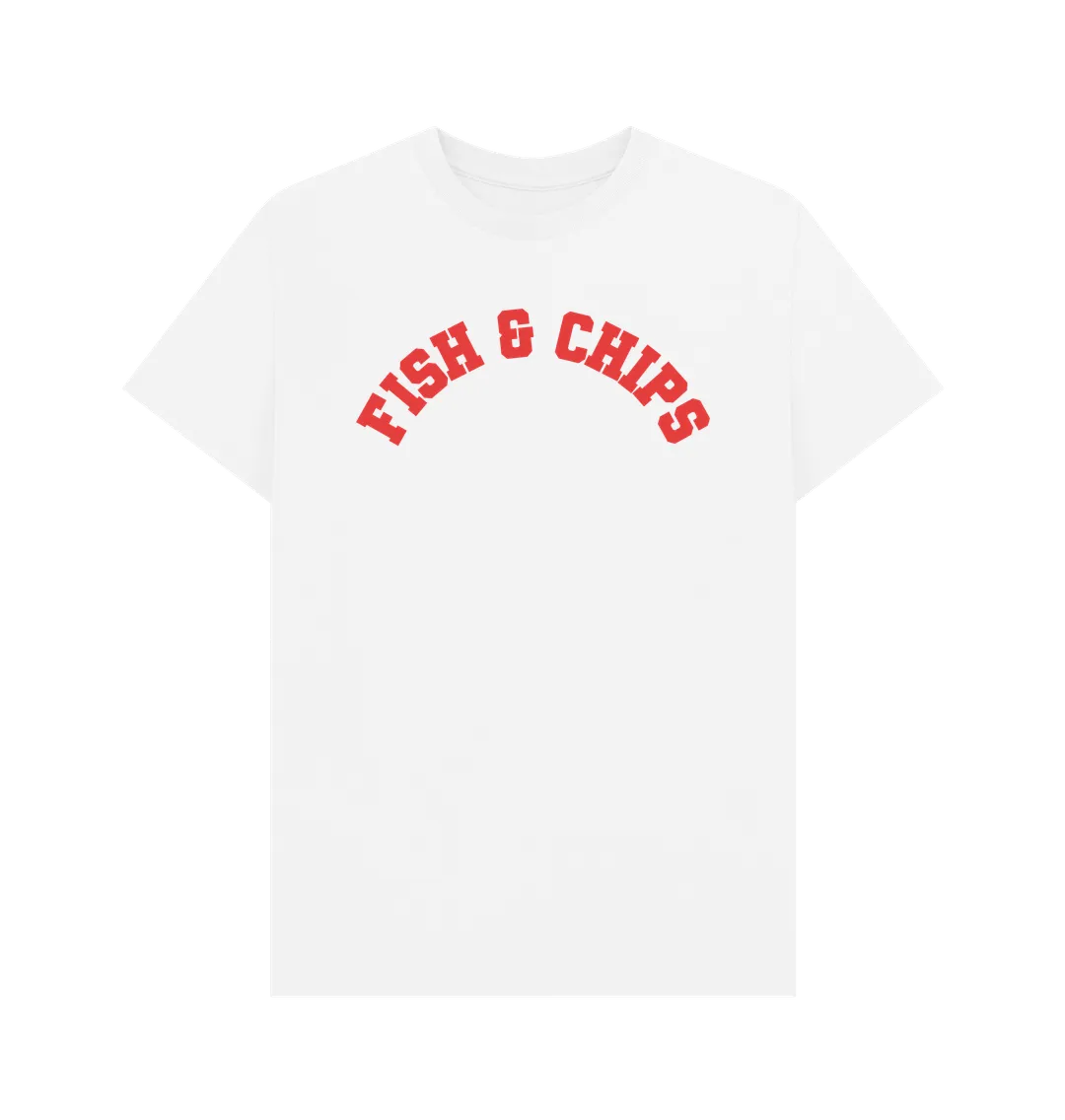 Fish and Chips Varsity Unisex T-shirt, a classic British staple