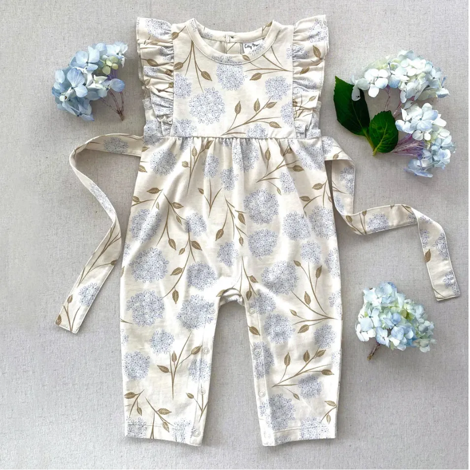 FLUTTER LONG ROMPER - HYDRANGEA