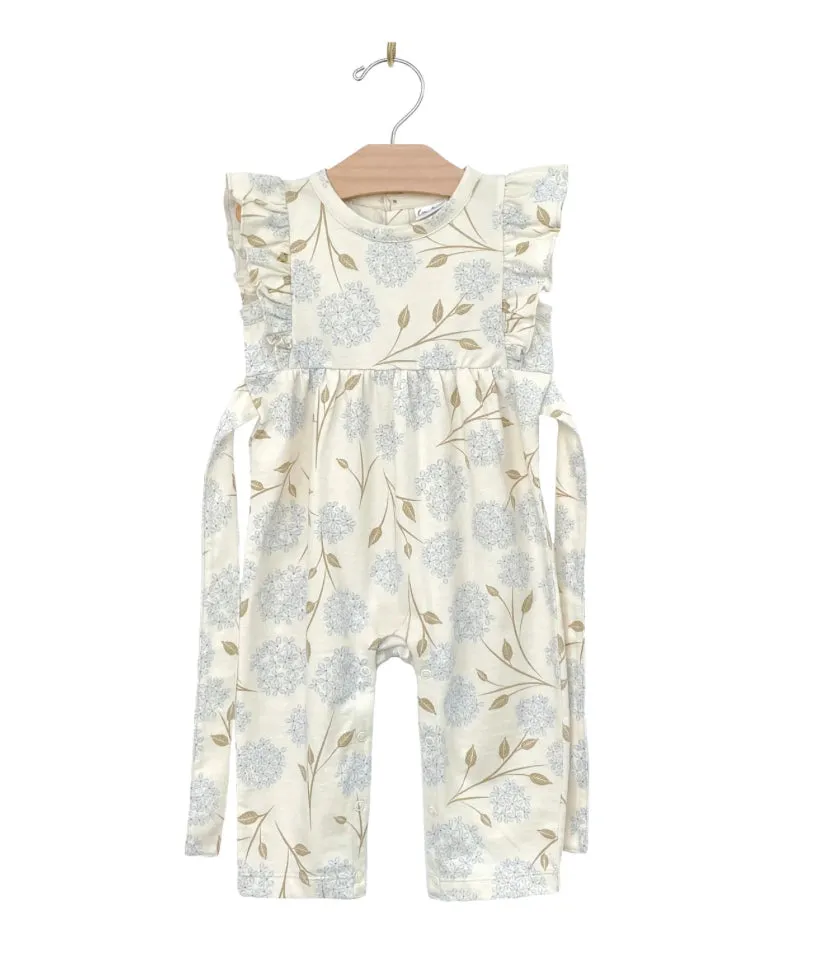 FLUTTER LONG ROMPER - HYDRANGEA