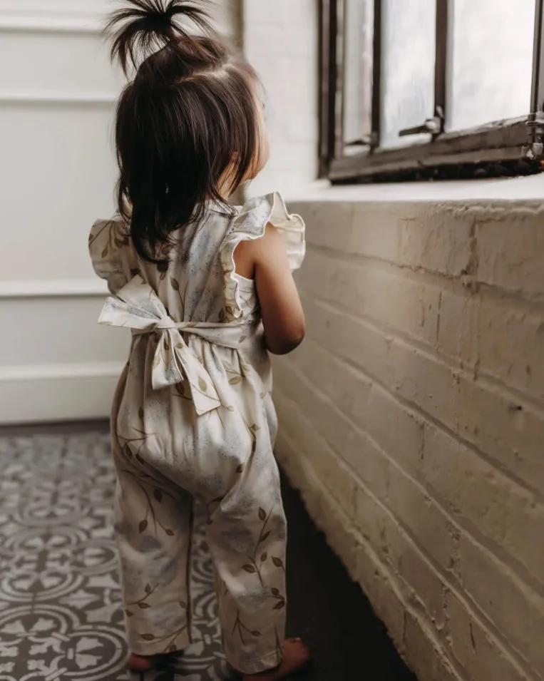FLUTTER LONG ROMPER - HYDRANGEA