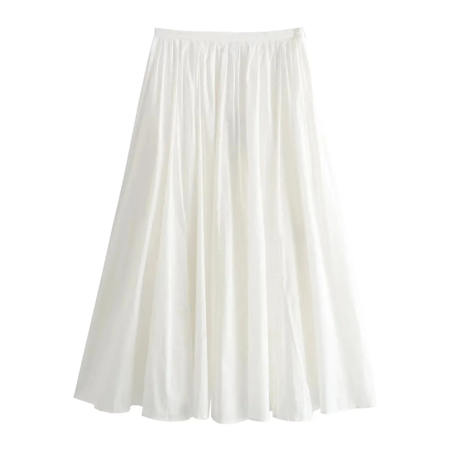 Foridol Women's Elegant White A-Line Pleated Long Skirt 2025