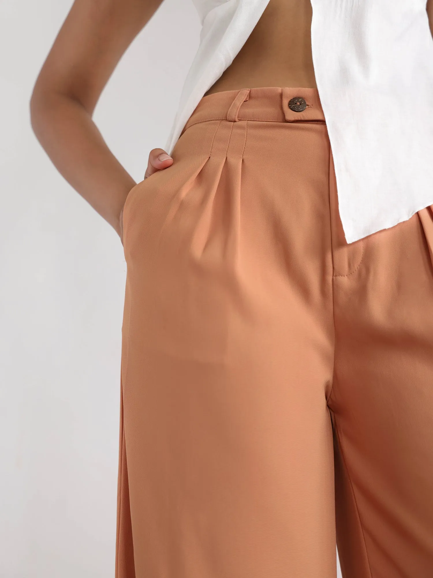Front Pleated Wide Leg Pant