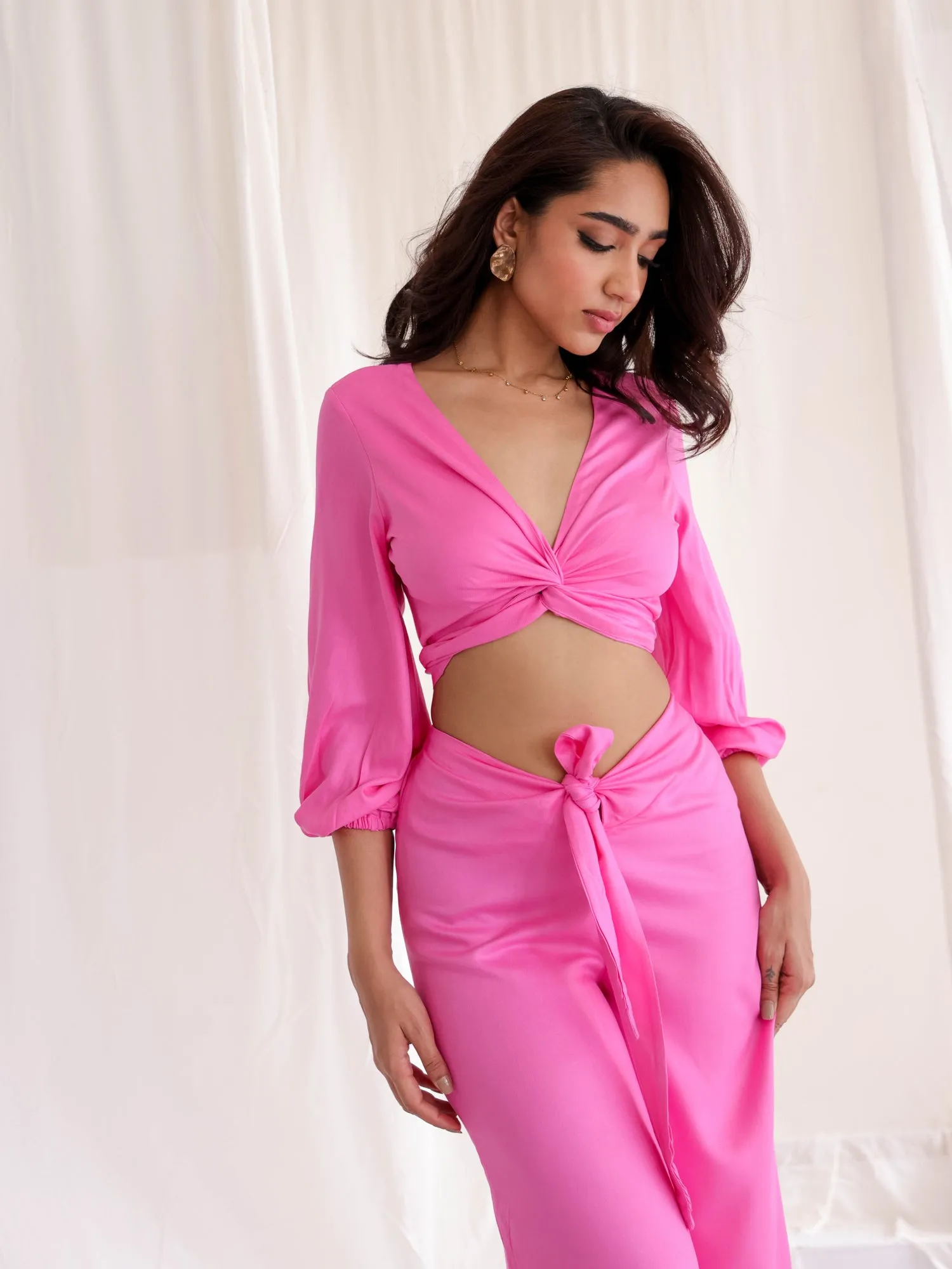 Front Tie Up Wide Leg Pant