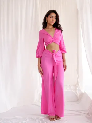 Front Tie Up Wide Leg Pant