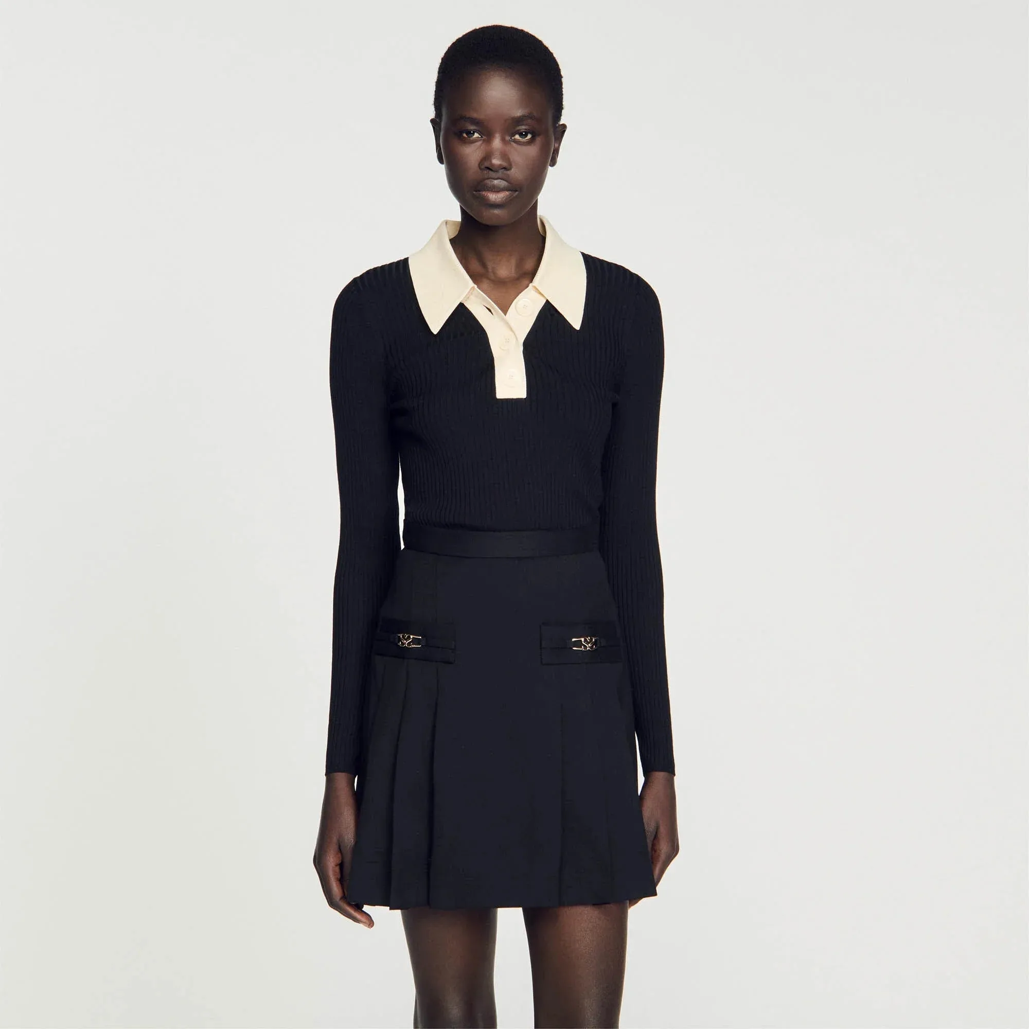 Gabb Knit Polo Shirt Jumper Black