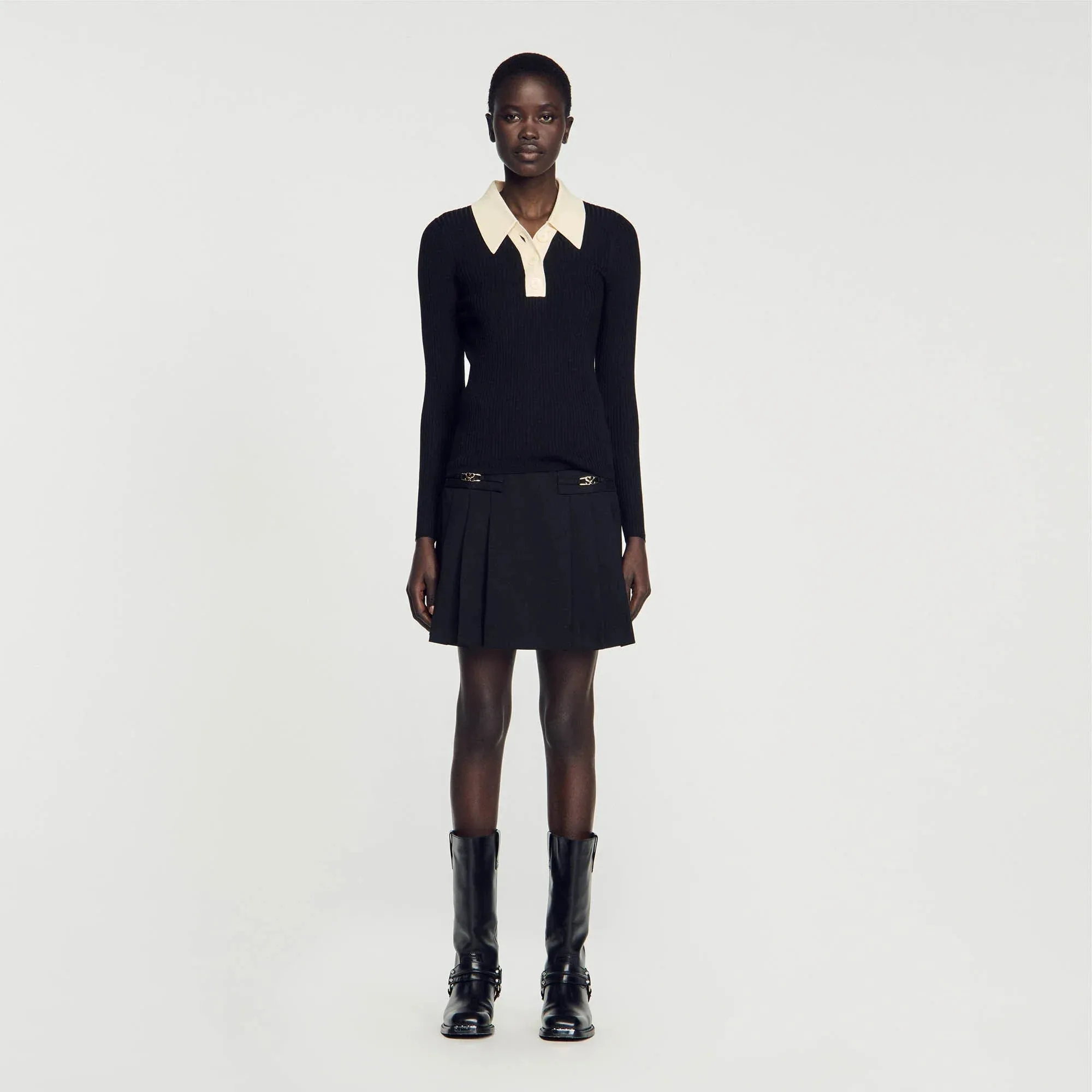 Gabb Knit Polo Shirt Jumper Black