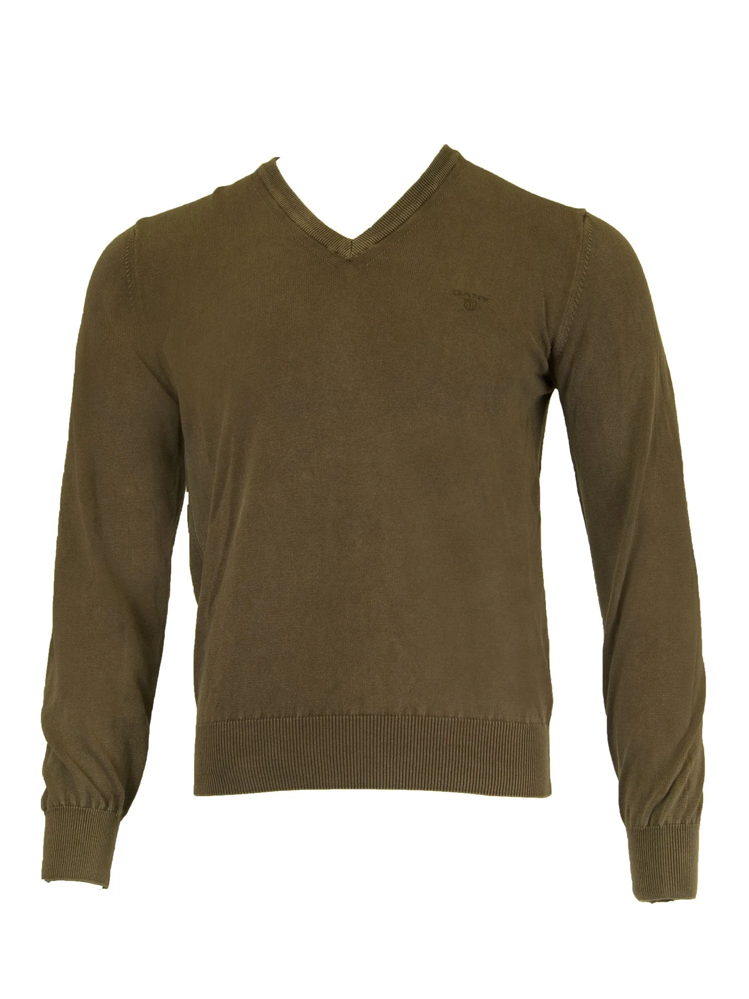 GANT Men's Brown Antique Cotton V-Neck Sweater 88172 Size M $135 NWT