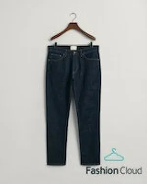 Gant Mens Slim Gant Jeans Dark Blue and Dark Blue Worn