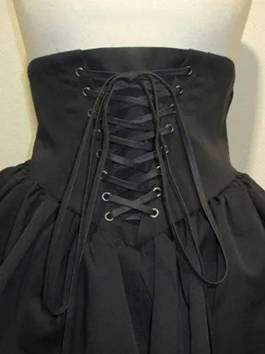 Gothic Lolita Skirt SK Cotton Lace Up Ruffles Pleated Black Lolita Skirt