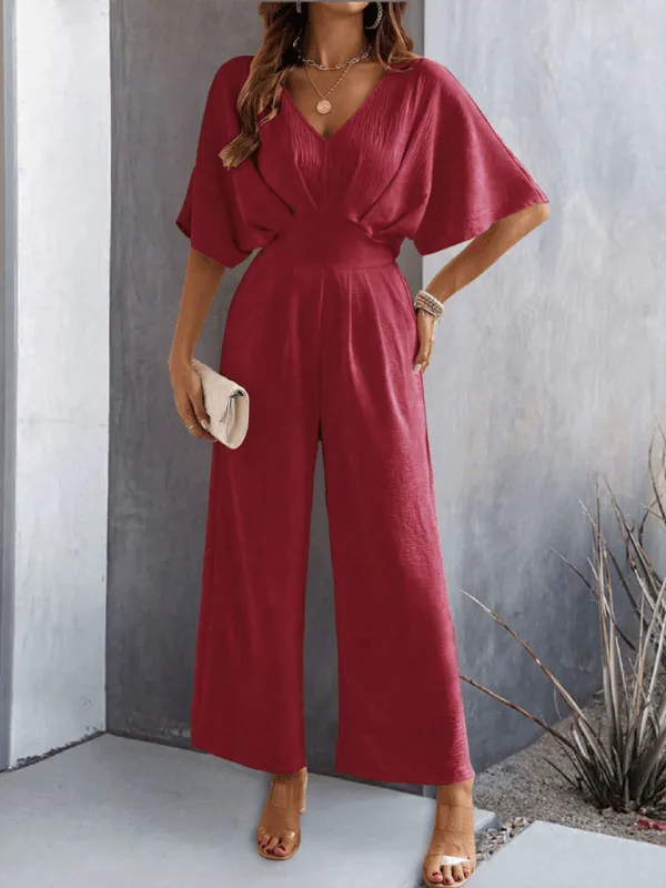 GYPSY GIRL - Short-Sleeved Wide-Leg Jumpsuit
