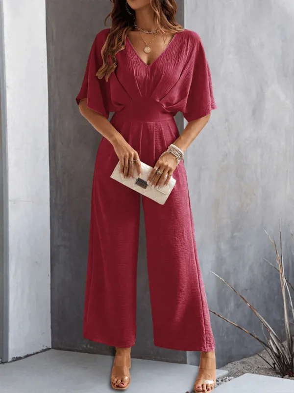 GYPSY GIRL - Short-Sleeved Wide-Leg Jumpsuit
