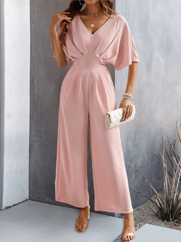 GYPSY GIRL - Short-Sleeved Wide-Leg Jumpsuit