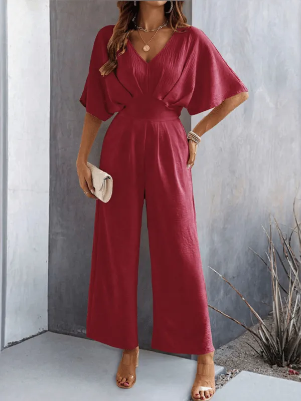 GYPSY GIRL - Short-Sleeved Wide-Leg Jumpsuit