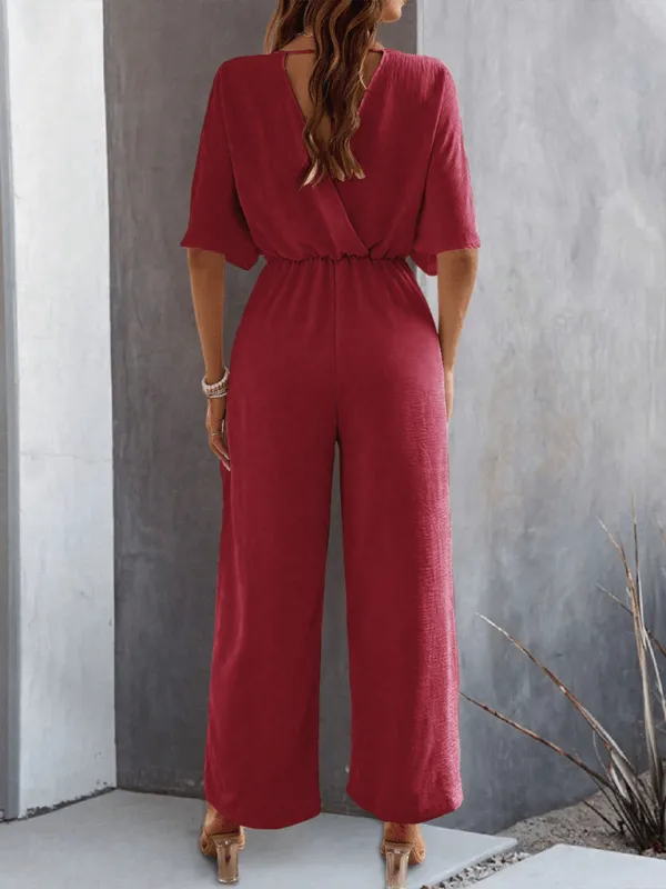 GYPSY GIRL - Short-Sleeved Wide-Leg Jumpsuit