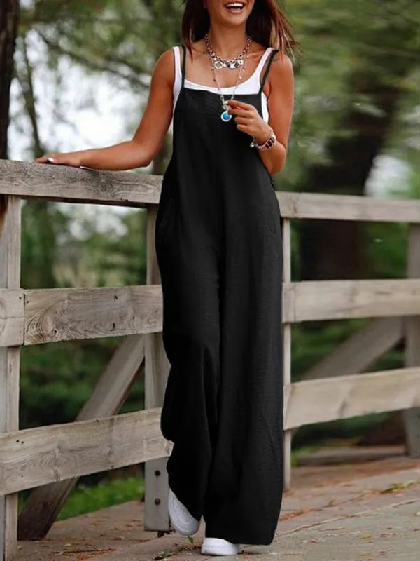GYPSY GIRL - Suspender Style Wide Leg Jumpsuit