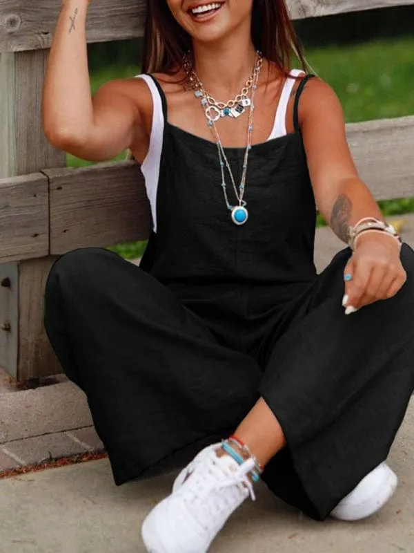 GYPSY GIRL - Suspender Style Wide Leg Jumpsuit