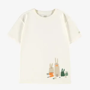 Haut de pyjama crème avec illustration de Pâques, adulte || Cream pajama top with Easter illustration, adult