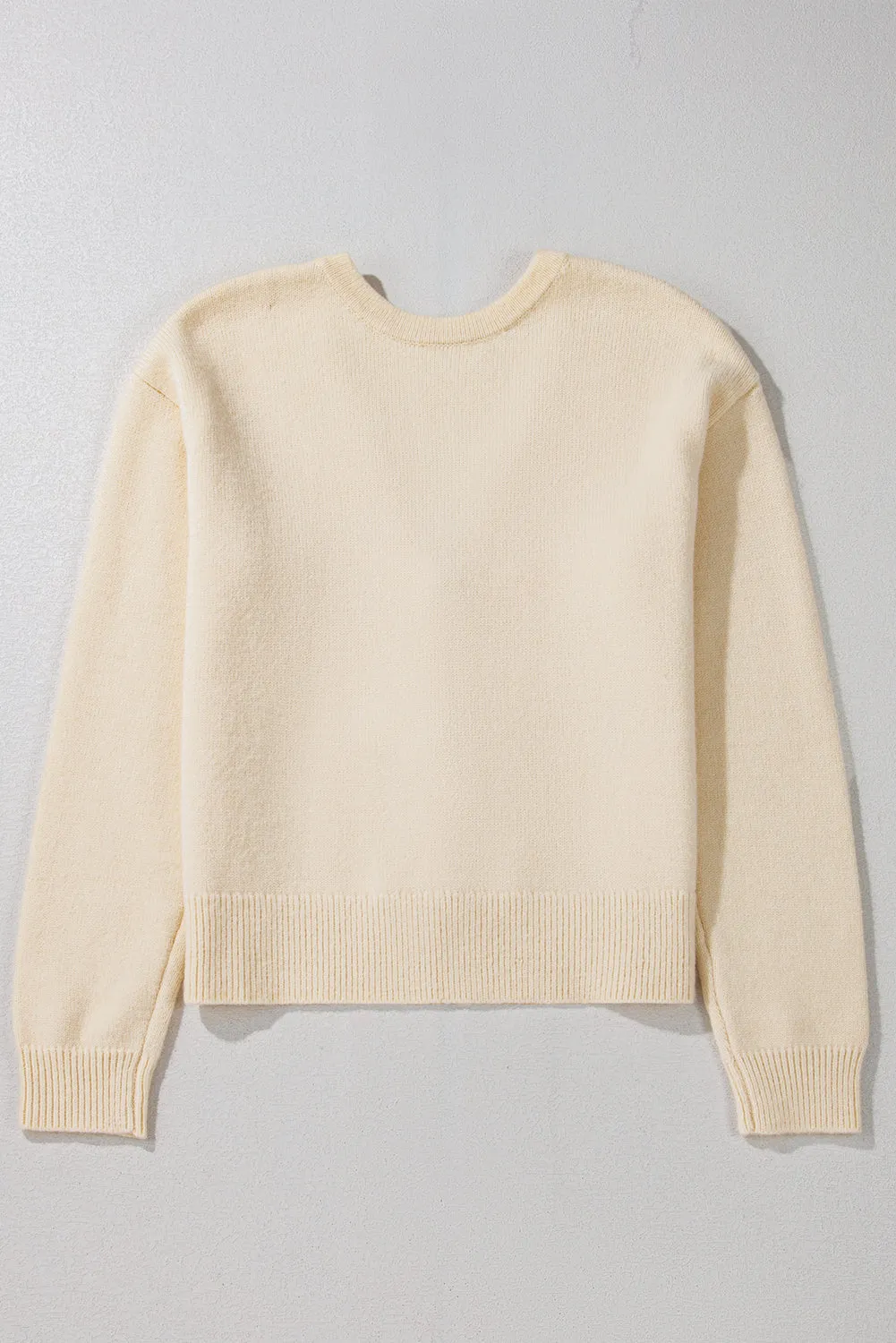 Heather Bowknot Front V Neck Long Sleeve Cardigan