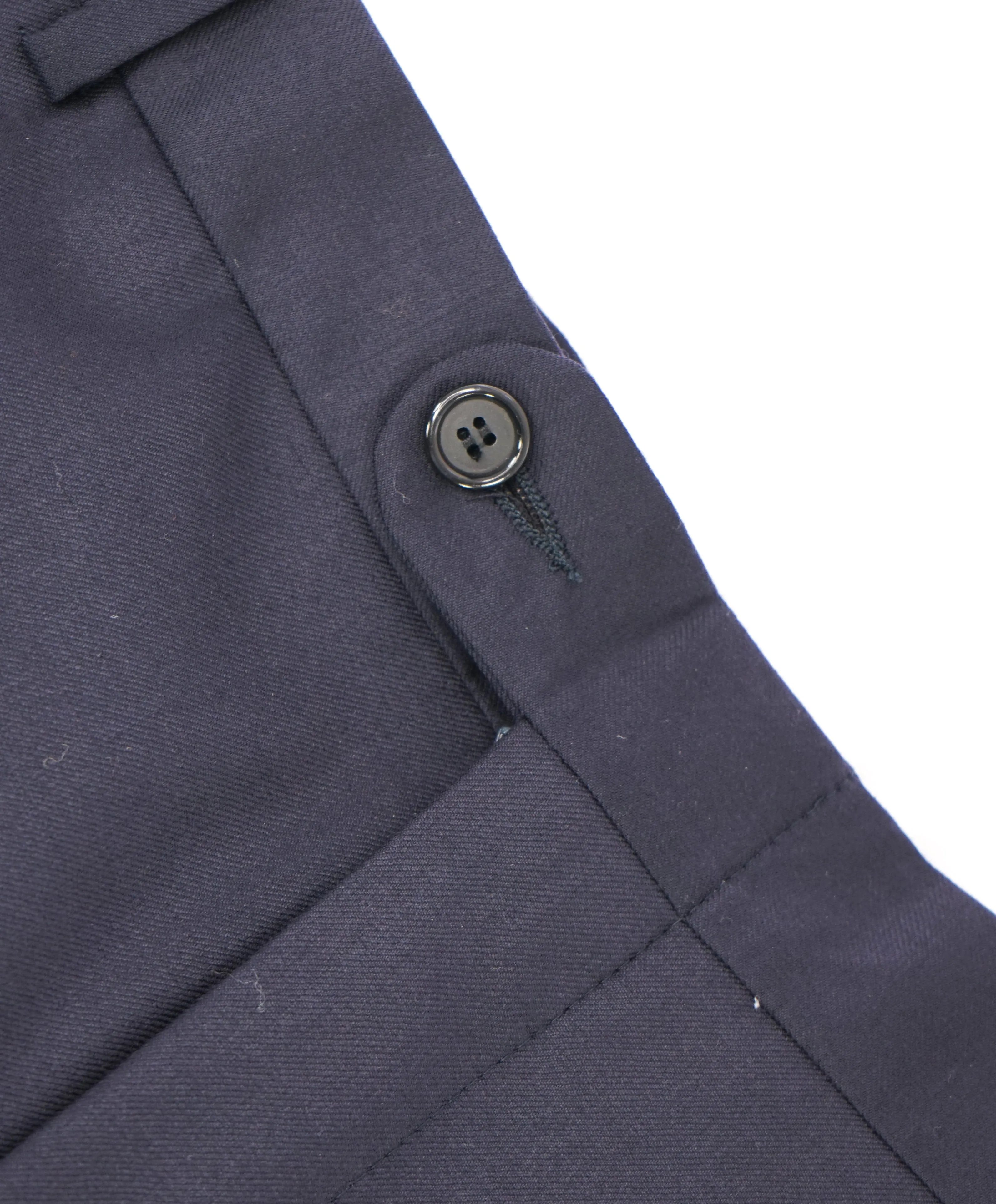 HICKEY FREEMAN -  Solid Navy Closet Staple Wool Flat Front Dress Pants - 36W