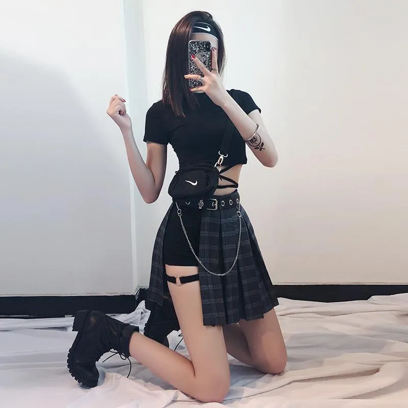 Hip-Hop Pleated Skirt