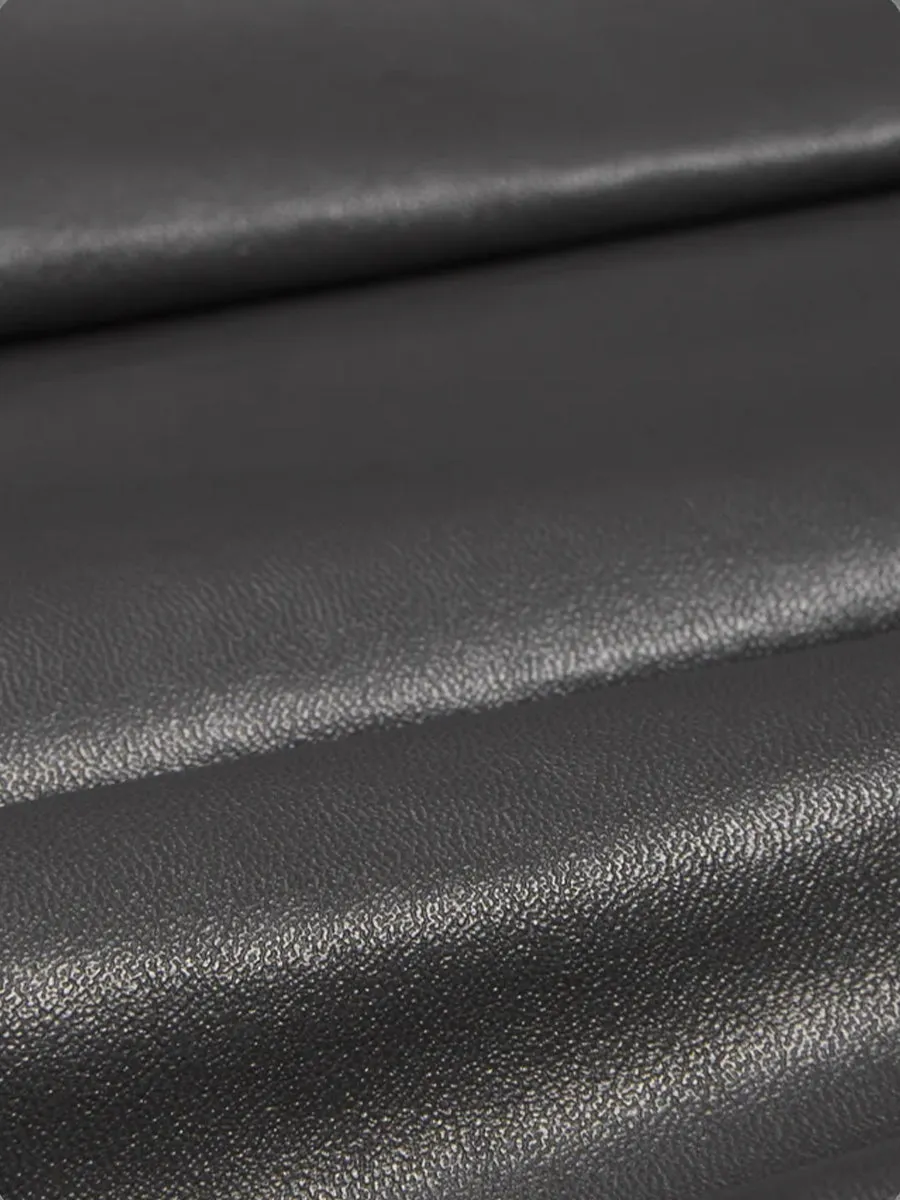 Irregularly Pleated Leather Skirt