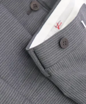 ISAIA - Gray Micro Pencil Stripe Dress Pants Flat Front - 31W