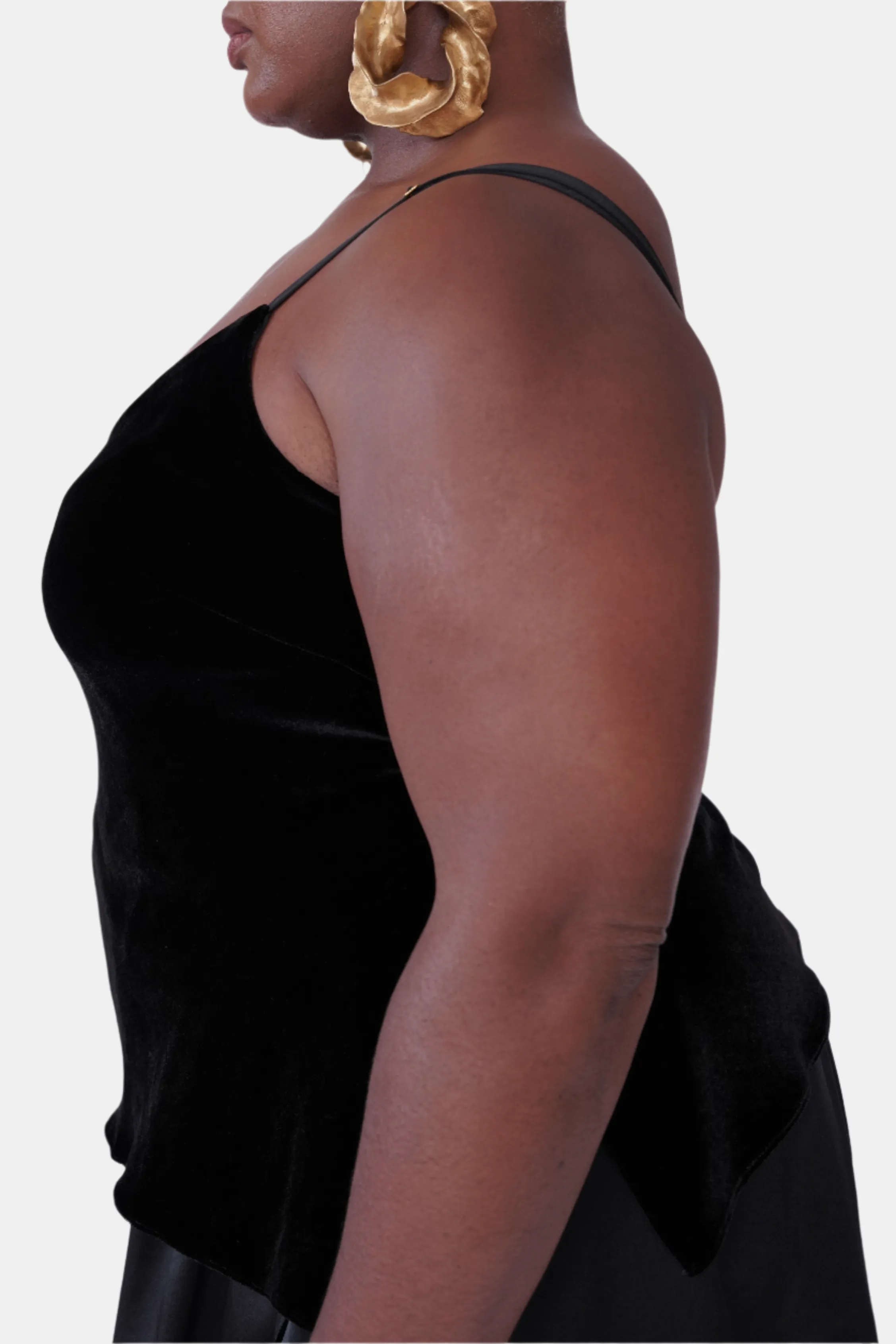 JOSEPHINE SILK VELVET CAMISOLE IN NOIRE - MADE TO ORDER