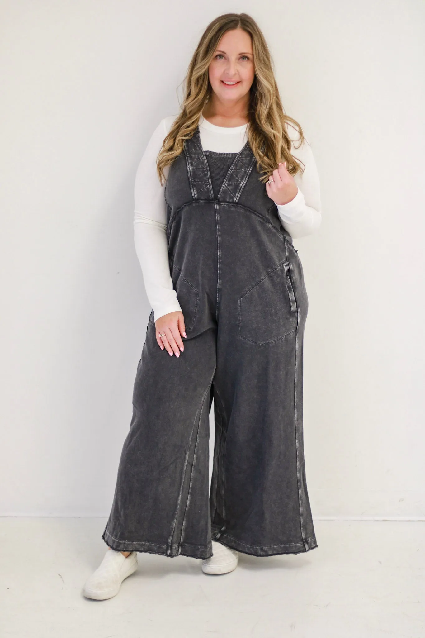 Just to Be With You Mineral Wash Jumper in Black