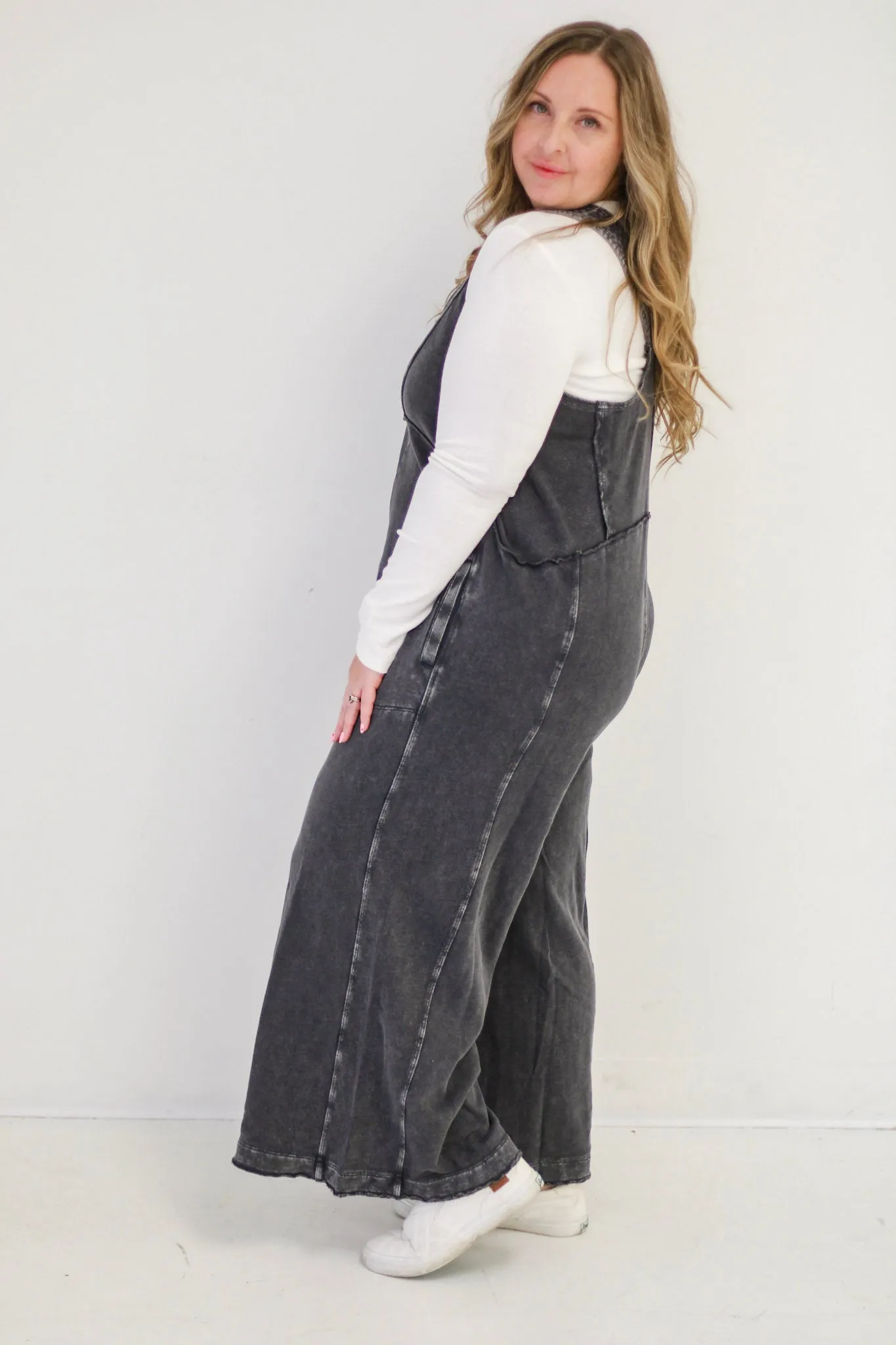 Just to Be With You Mineral Wash Jumper in Black