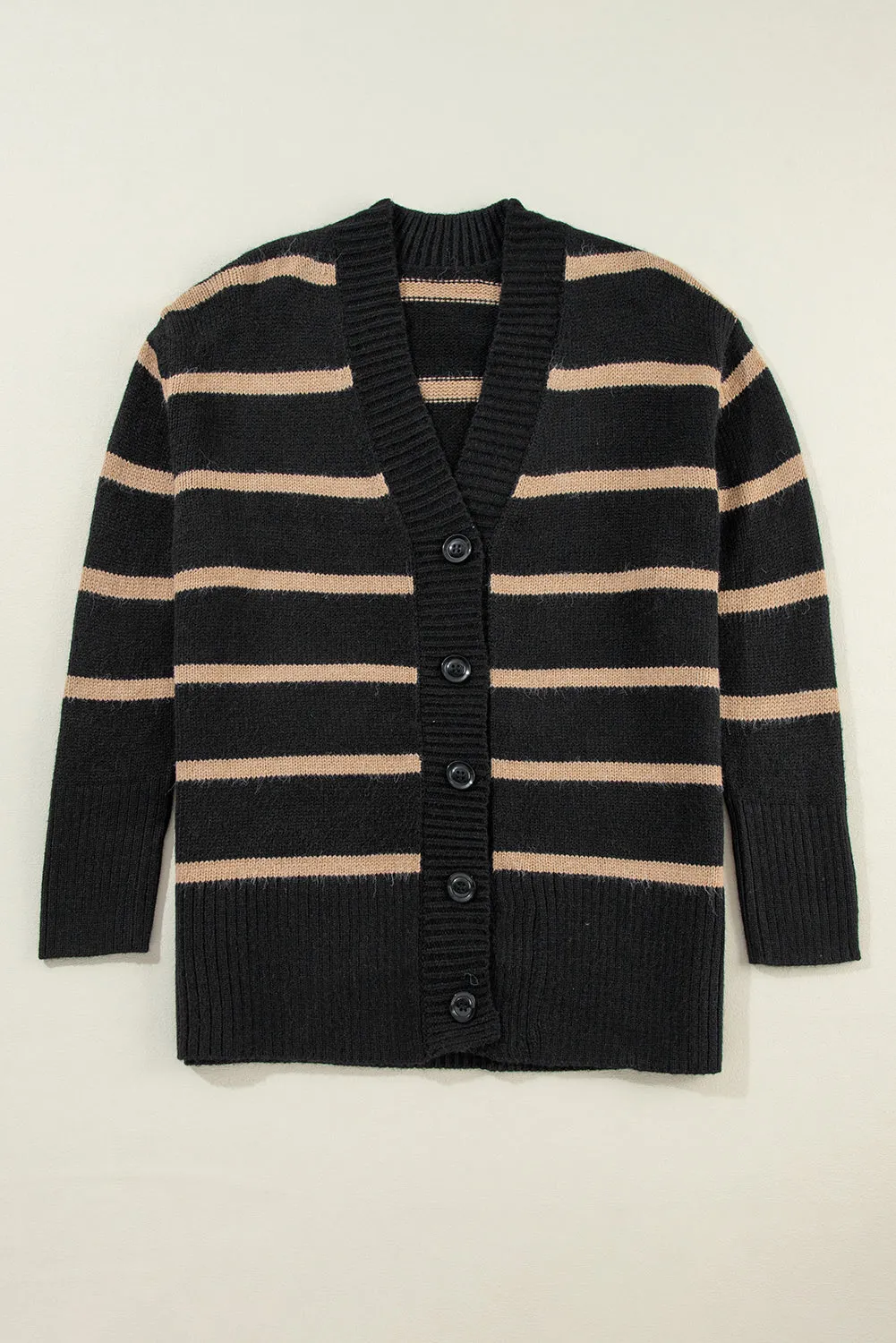 KaleaBoutique Stylish Buttoned V Neck Drop Shoulder Loose Cardigan