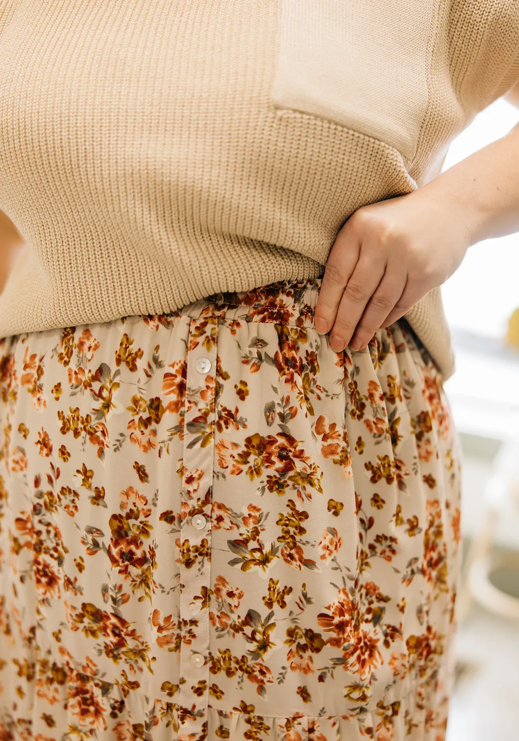 'Kali' Floral Print Button Front Skirt