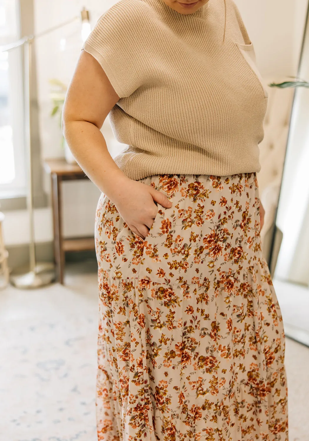 'Kali' Floral Print Button Front Skirt