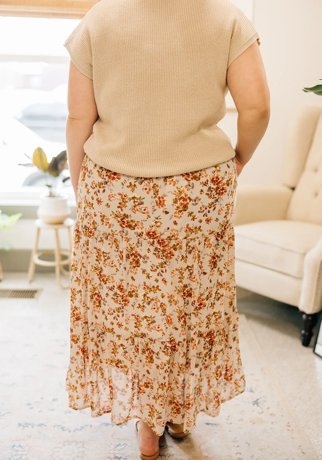 'Kali' Floral Print Button Front Skirt