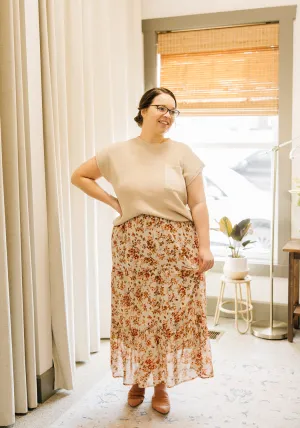 'Kali' Floral Print Button Front Skirt