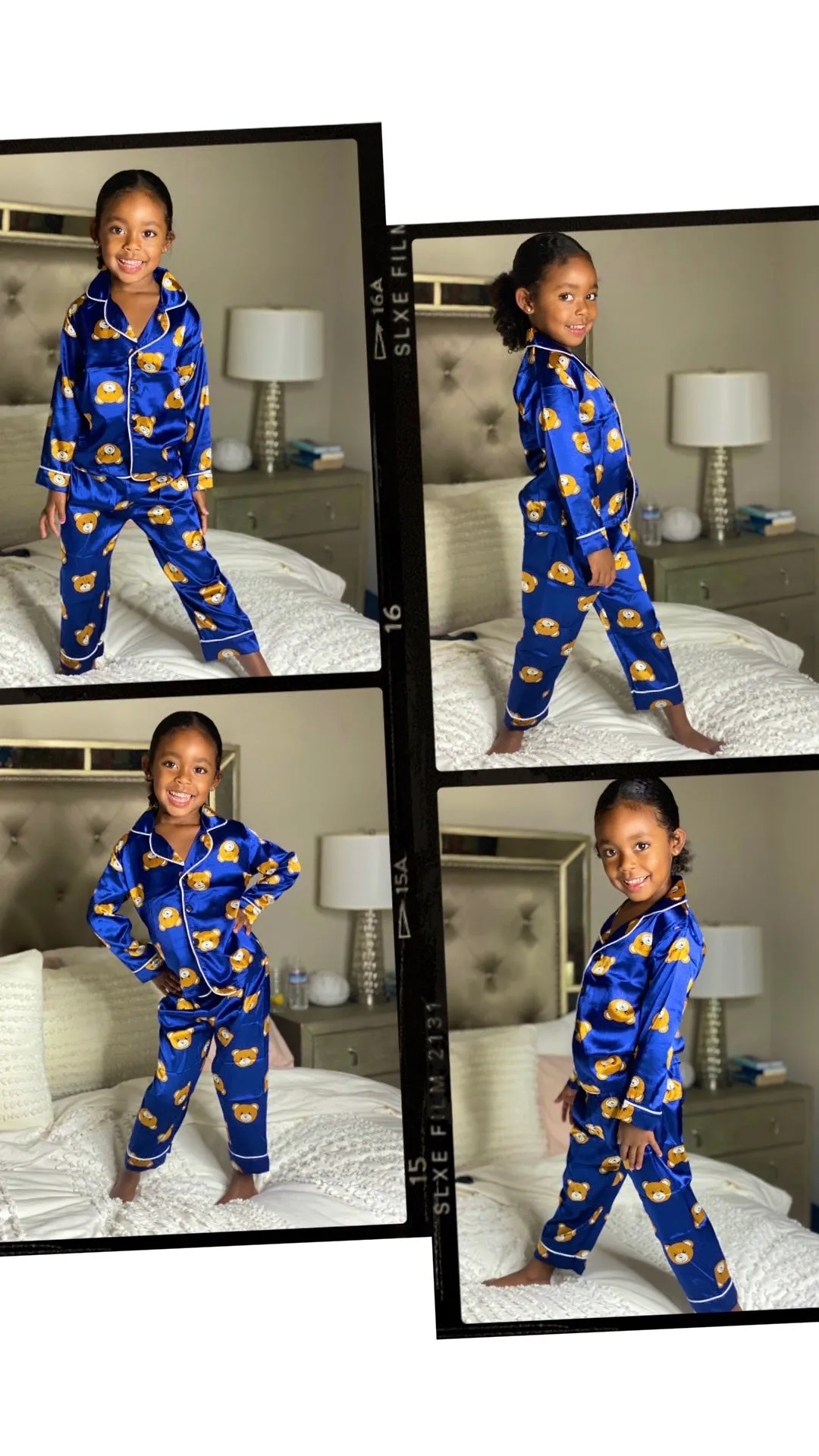 KIDS TEDDY BEAR SILK PAJAMA SET