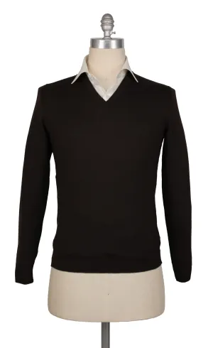 Kiton Dark Brown V-Neck Sweater