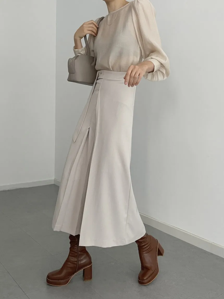 Korean split pleated lace-up skirt