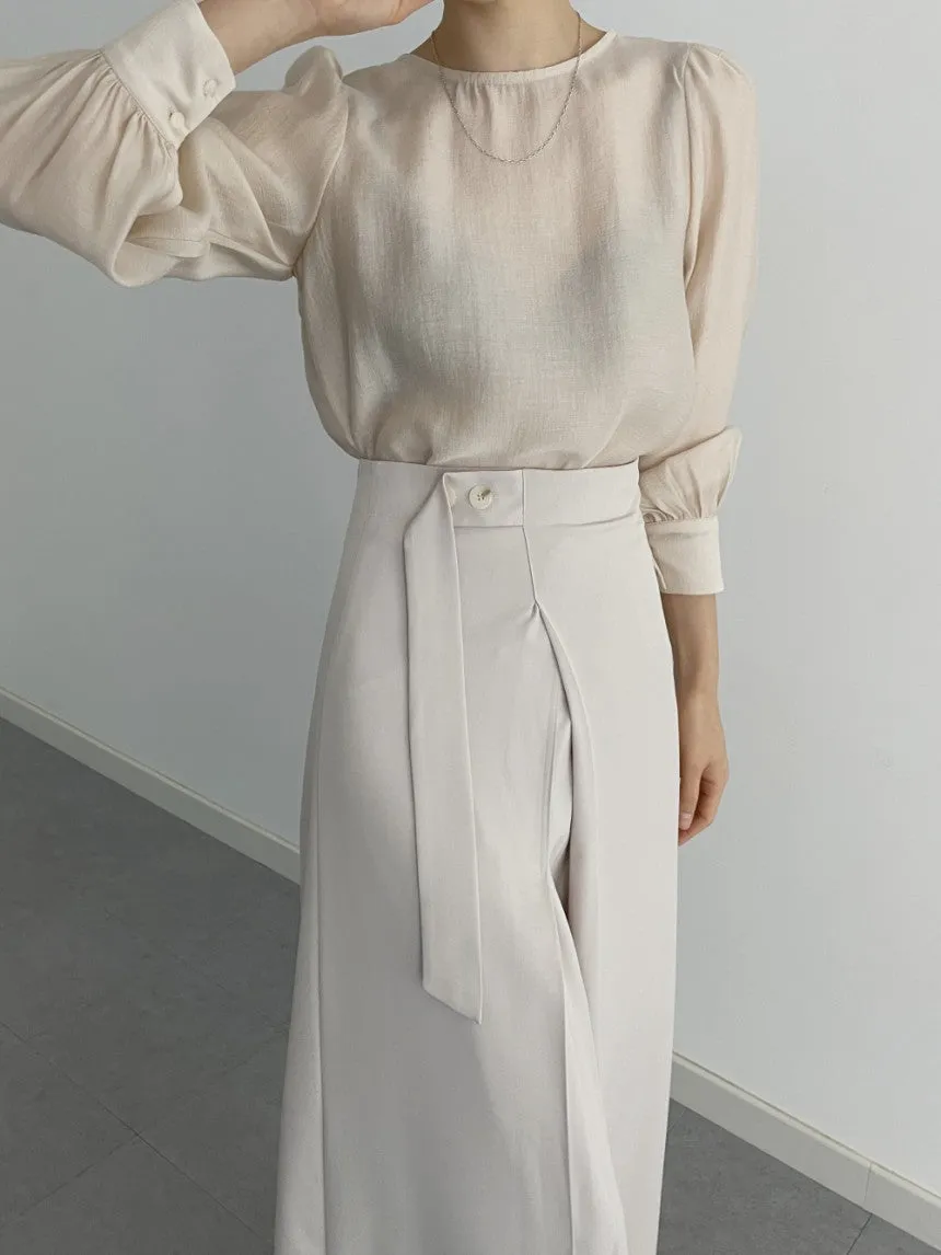 Korean split pleated lace-up skirt