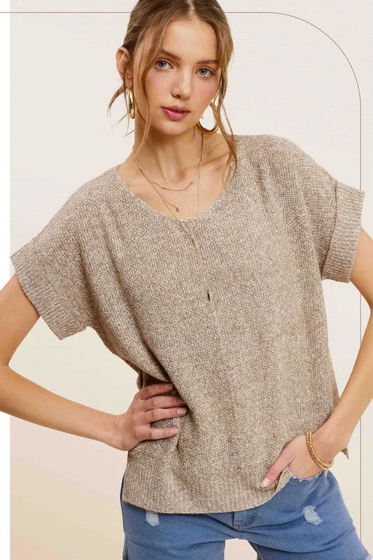 La Miel Short Sleeve Sweater Top