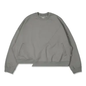 LAKH Men Irregular Patched Crewneck Grey IPC-GREY