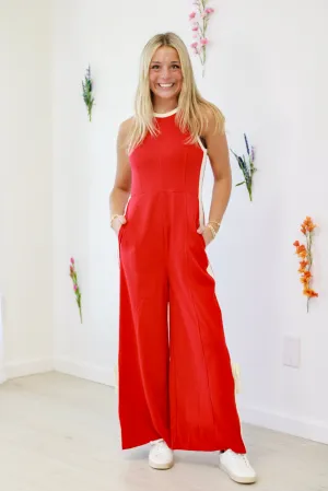 Living My Dreams Jumpsuit in Red