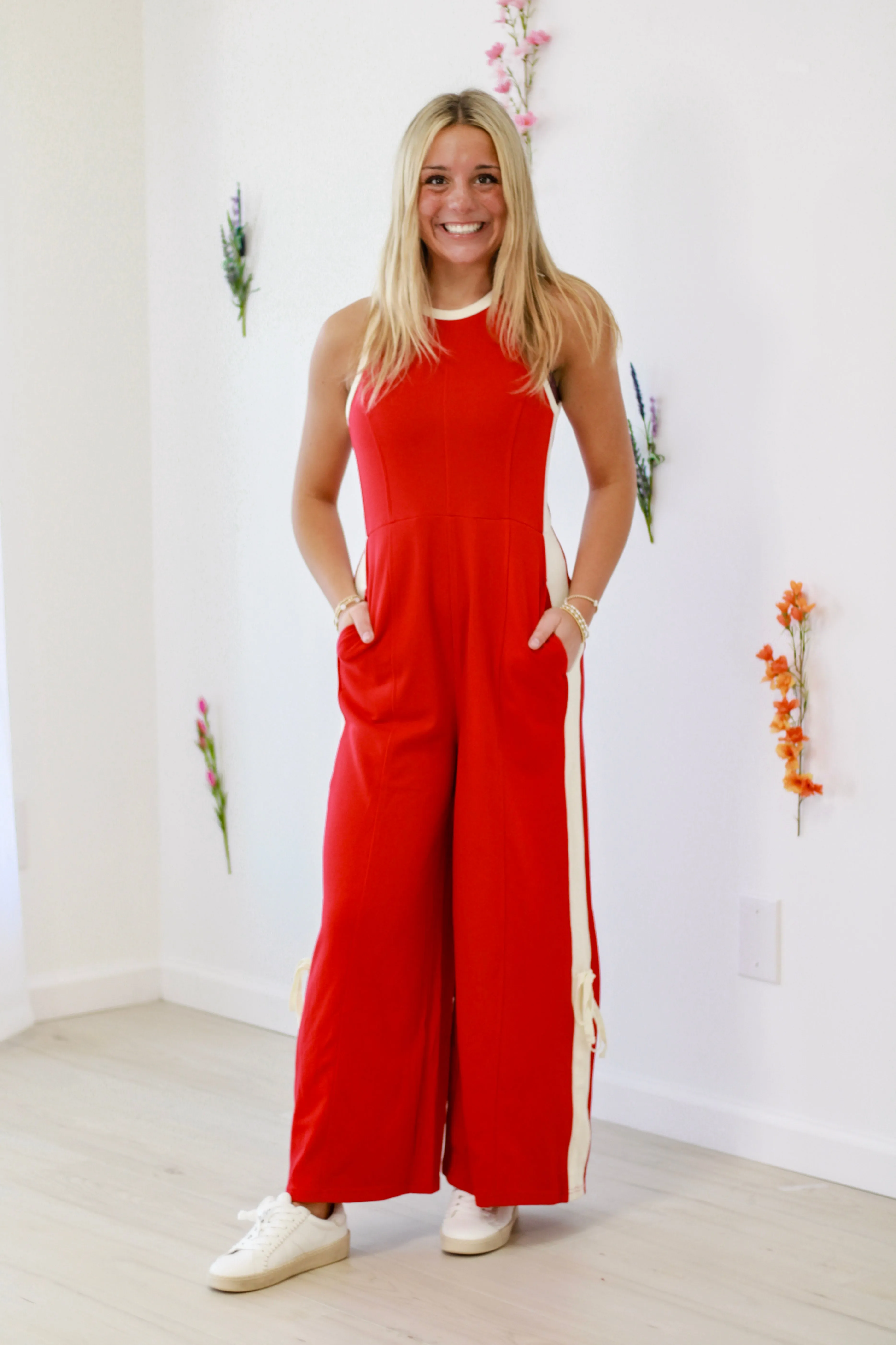 Living My Dreams Jumpsuit in Red