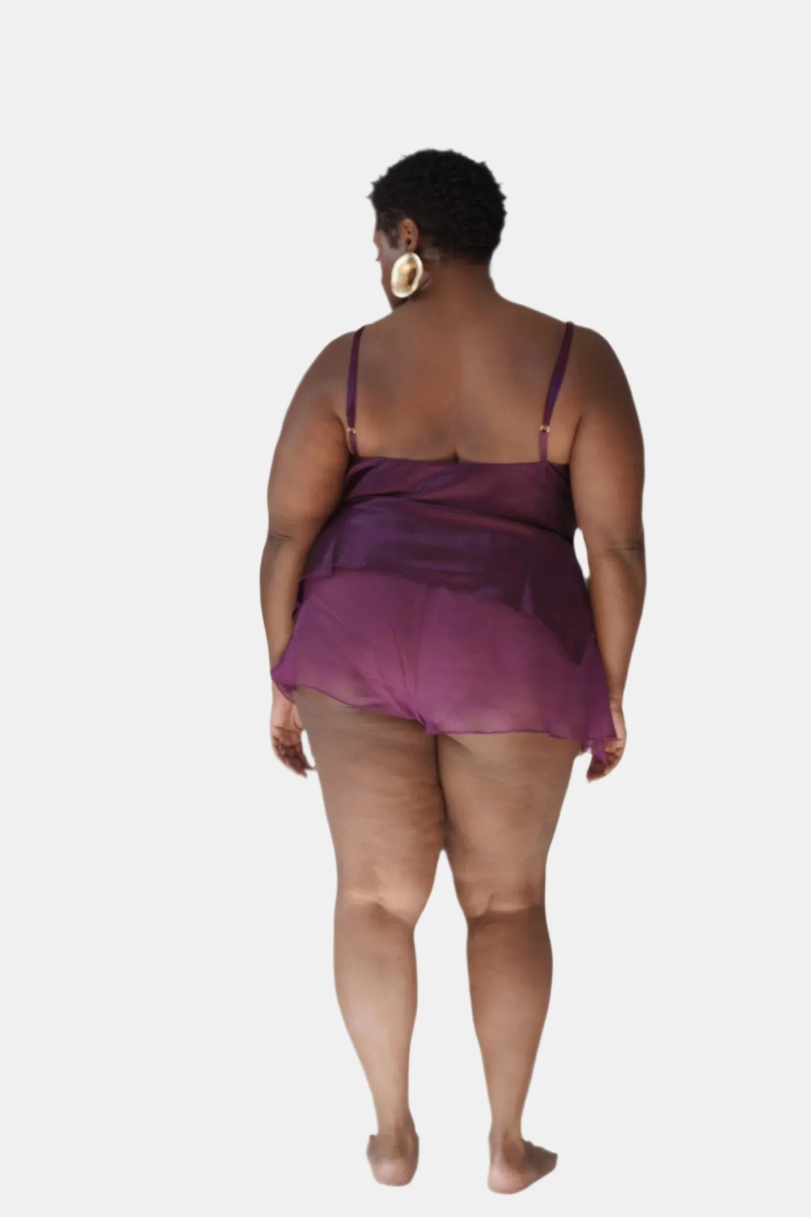 LOLA SILK CAMISOLE IN AUBERGINE