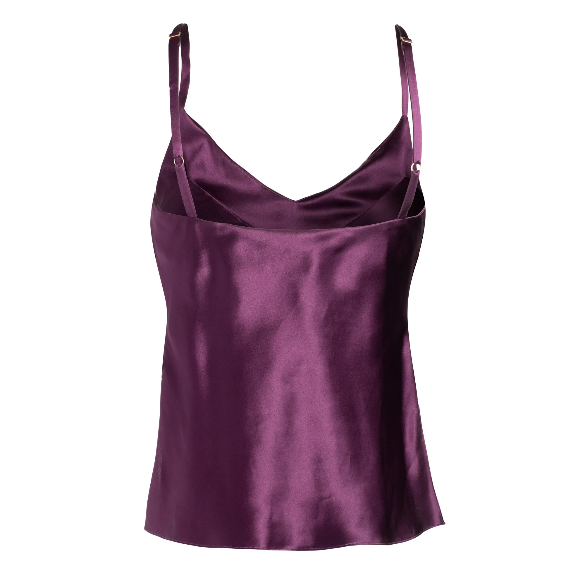 LOLA SILK CAMISOLE IN AUBERGINE