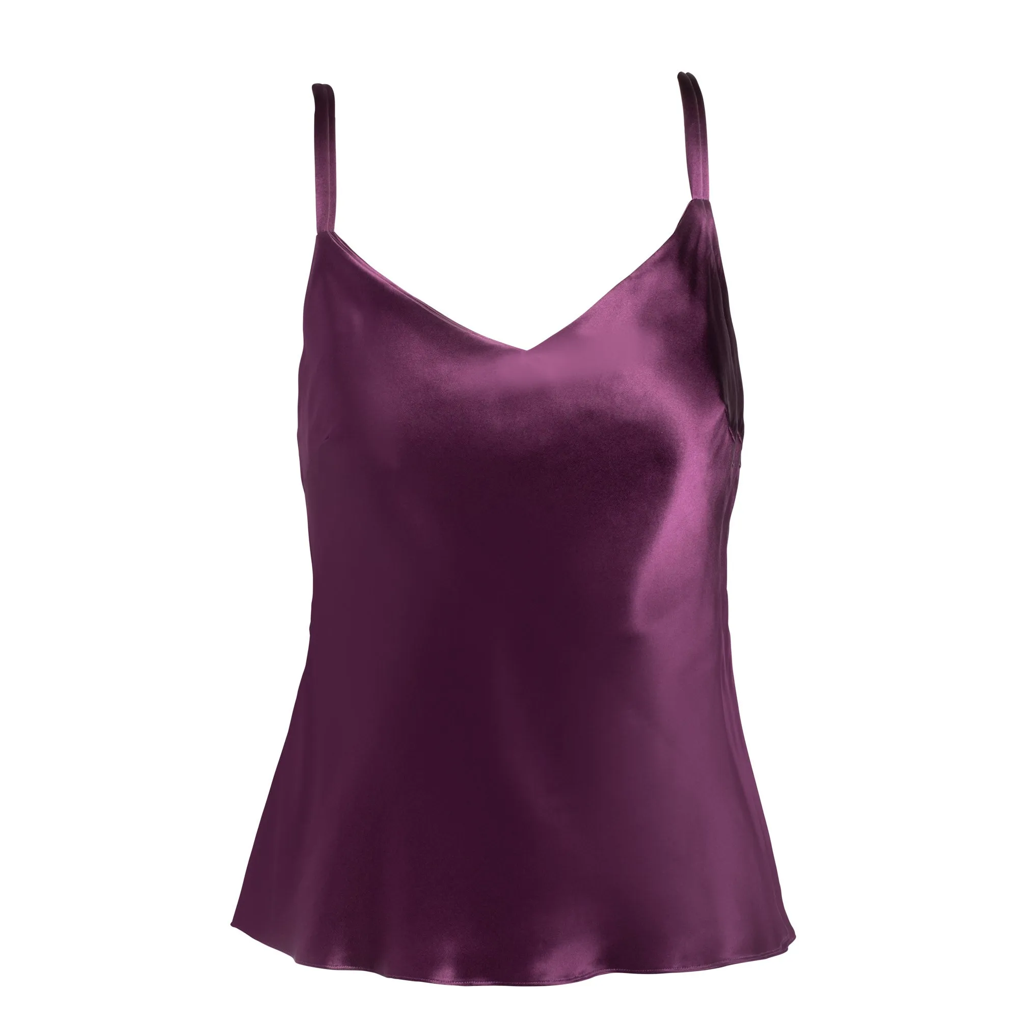 LOLA SILK CAMISOLE IN AUBERGINE
