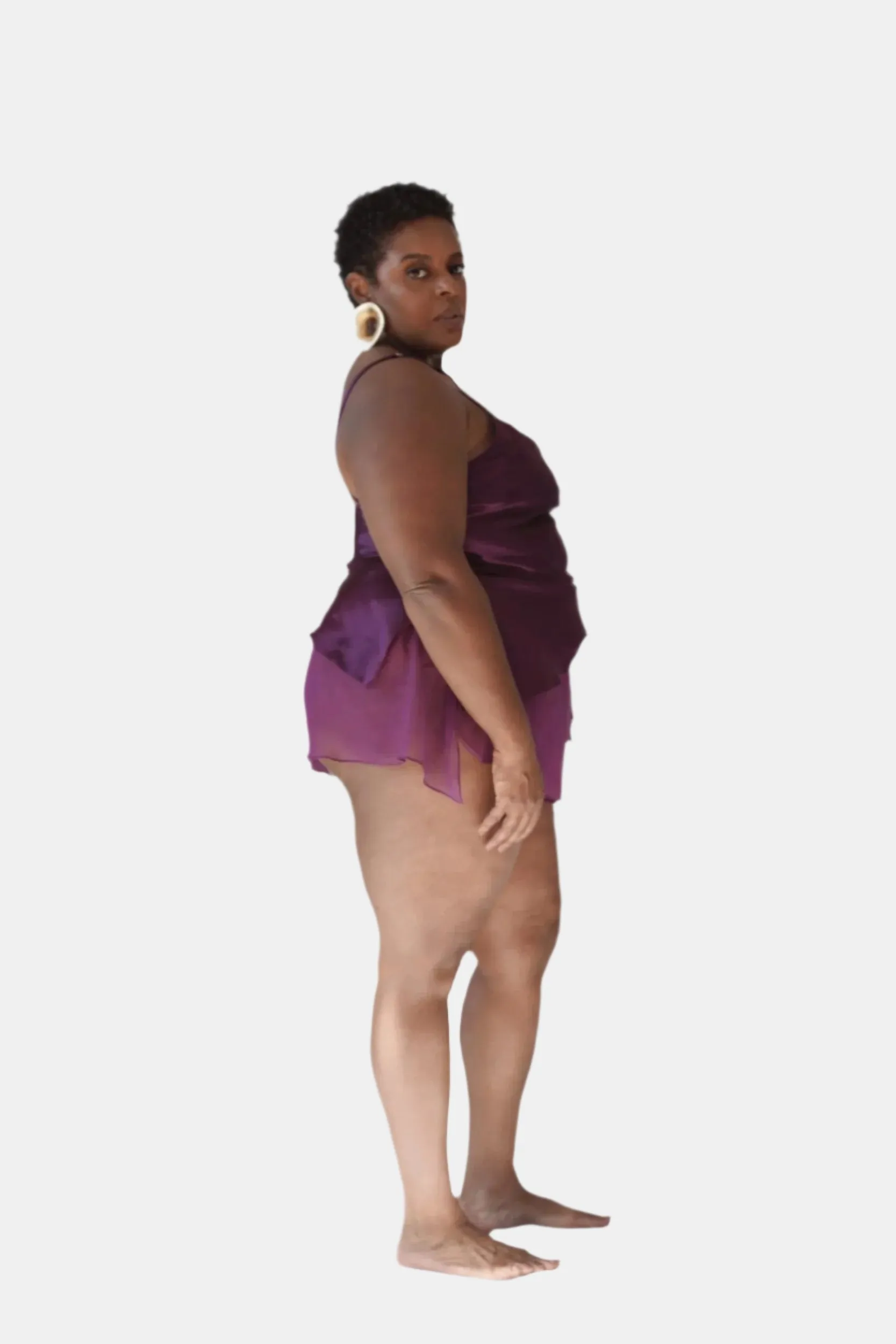 LOLA SILK CAMISOLE IN AUBERGINE