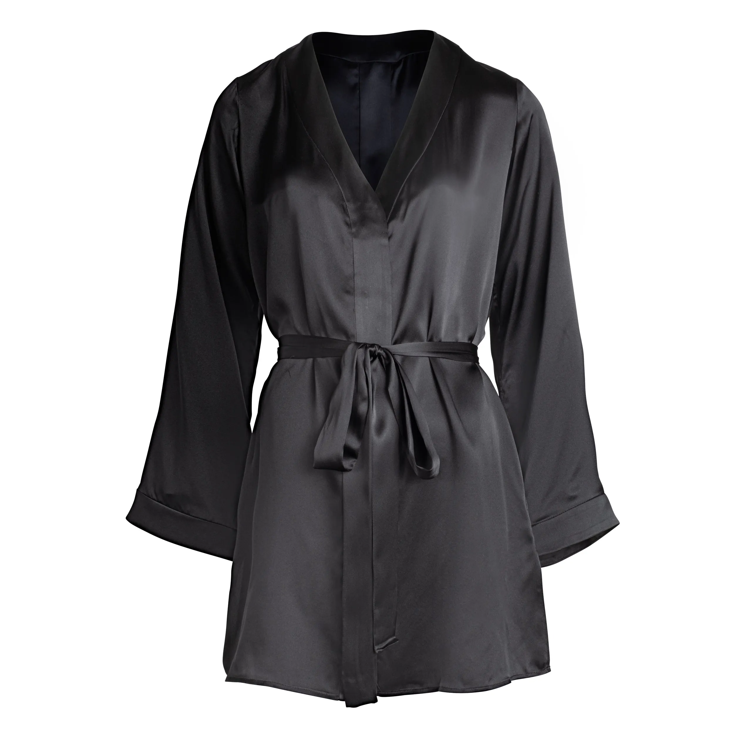 LOLA SILK SHIRT DRESS & BERMUDA SHORT IN NOIRE