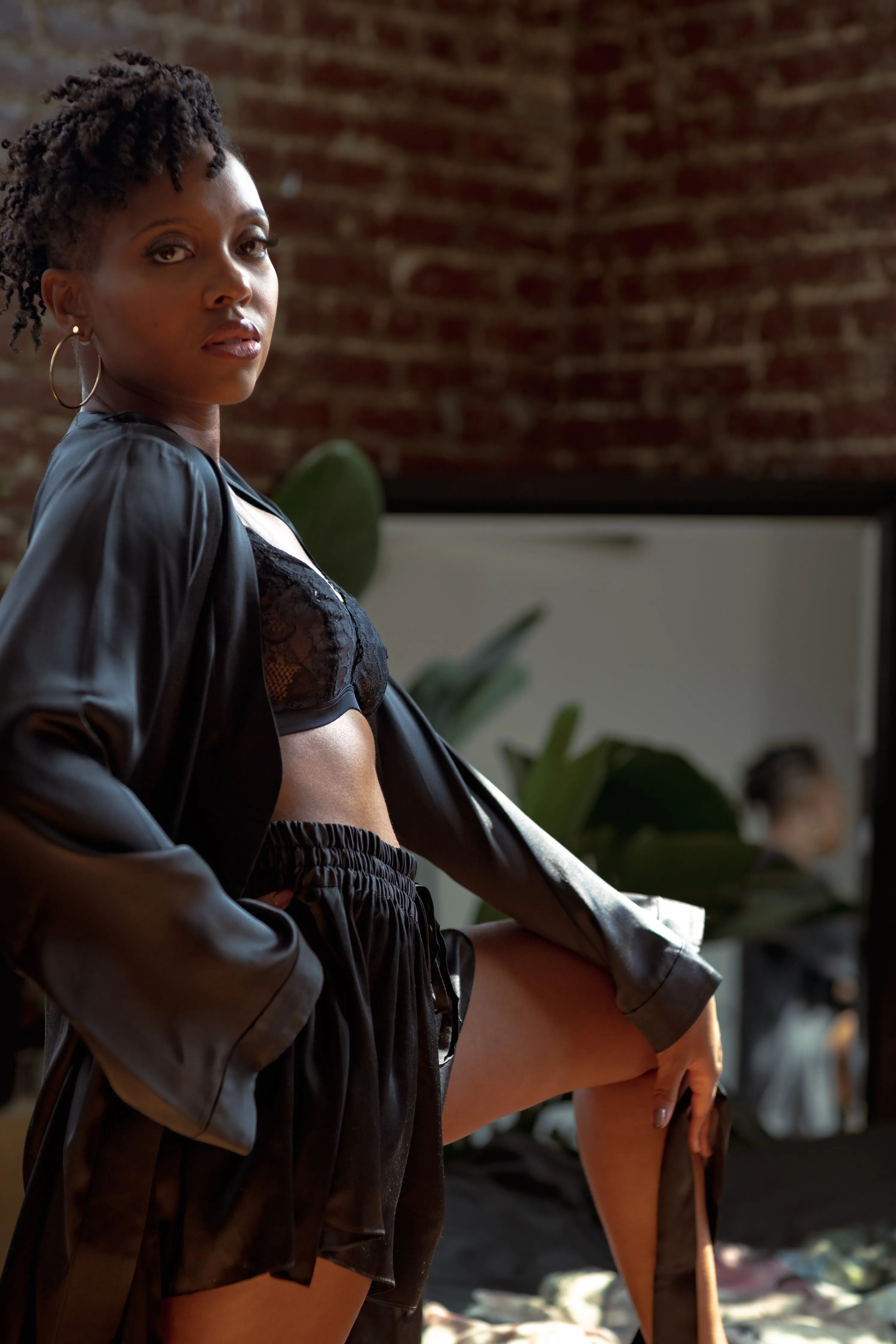 LOLA SILK SHIRT DRESS & SHORT IN NOIRE