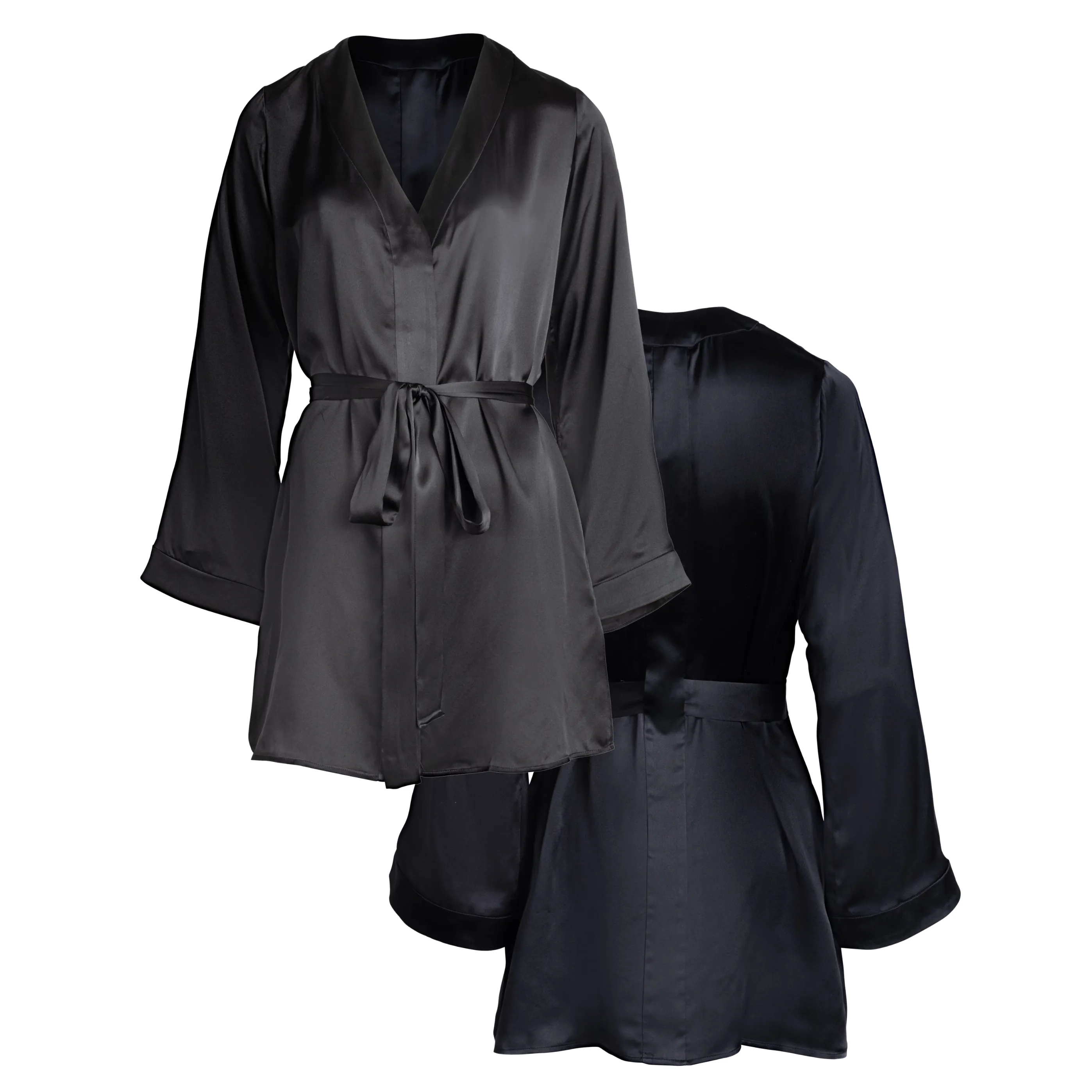 LOLA SILK SHIRT DRESS & TUXEDO PANT IN NOIRE