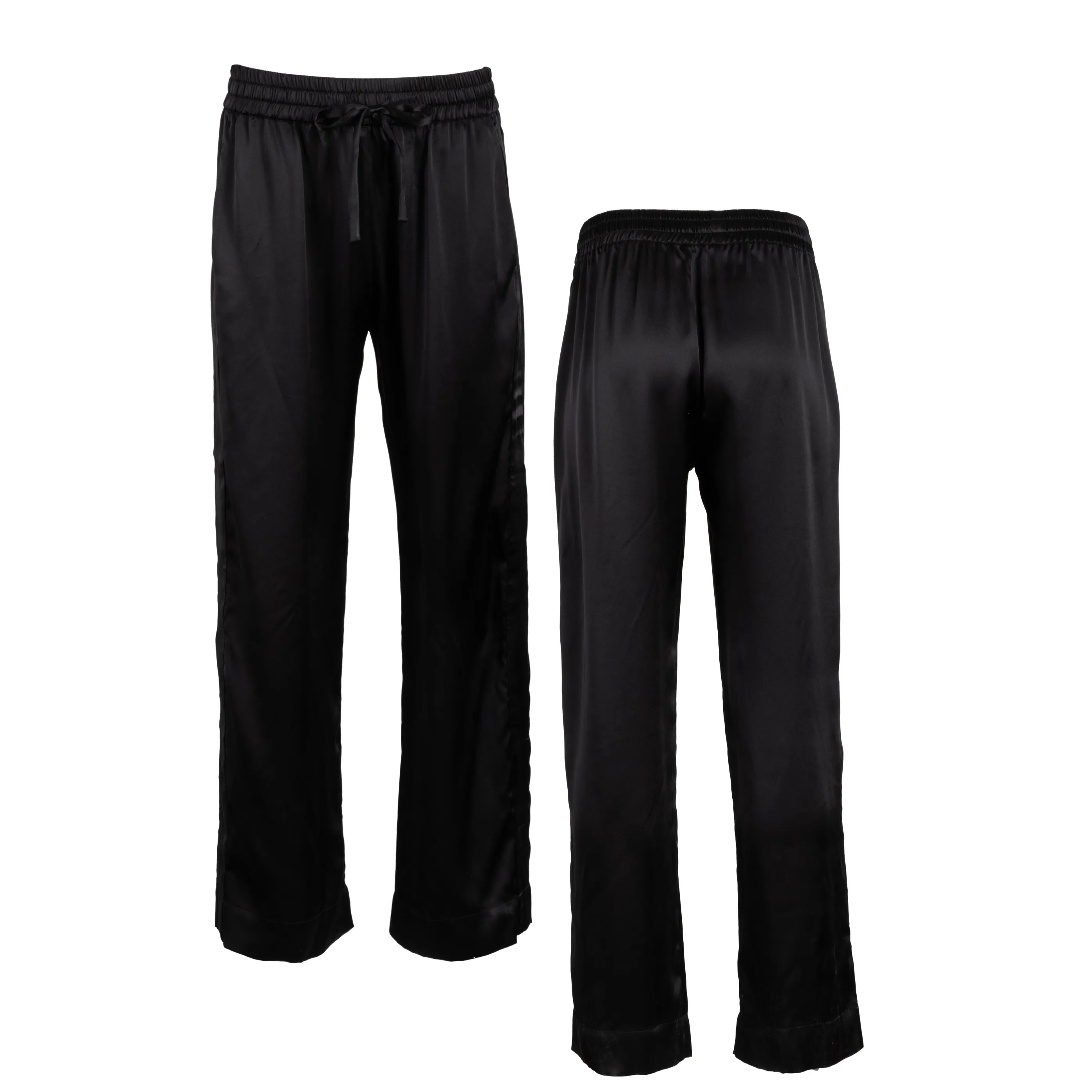 LOLA SILK SHIRT DRESS & TUXEDO PANT IN NOIRE